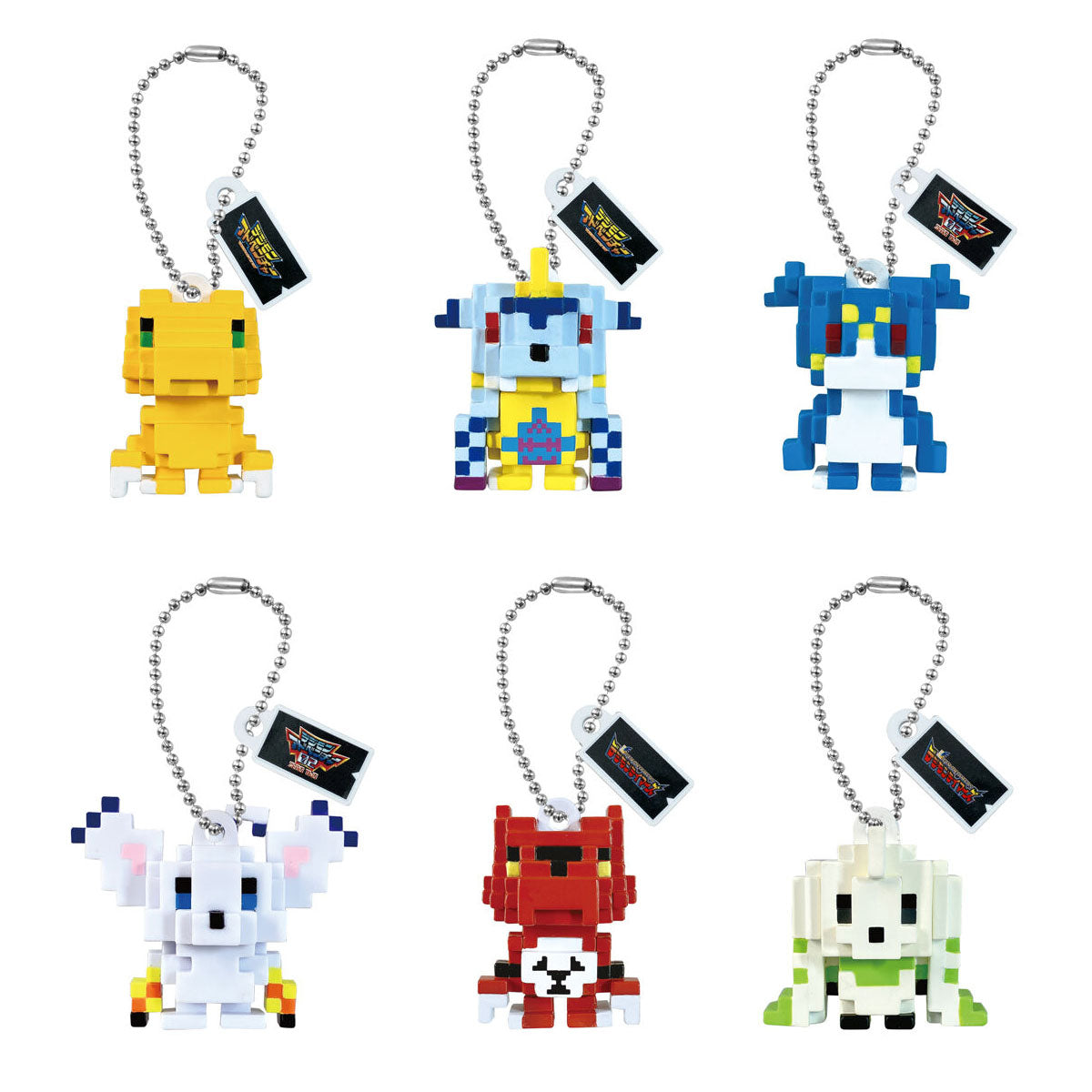 Digimon Block Figure Charms Keychain Bandai Gashapon Toys (set of 6)