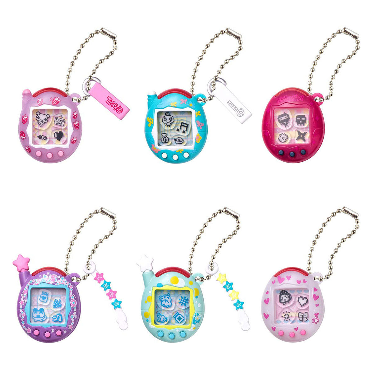 Tamagotchi Shaka Shaka Charm Collection Keychain Vol 2 Bandai Gashapon Toys (set of 6)