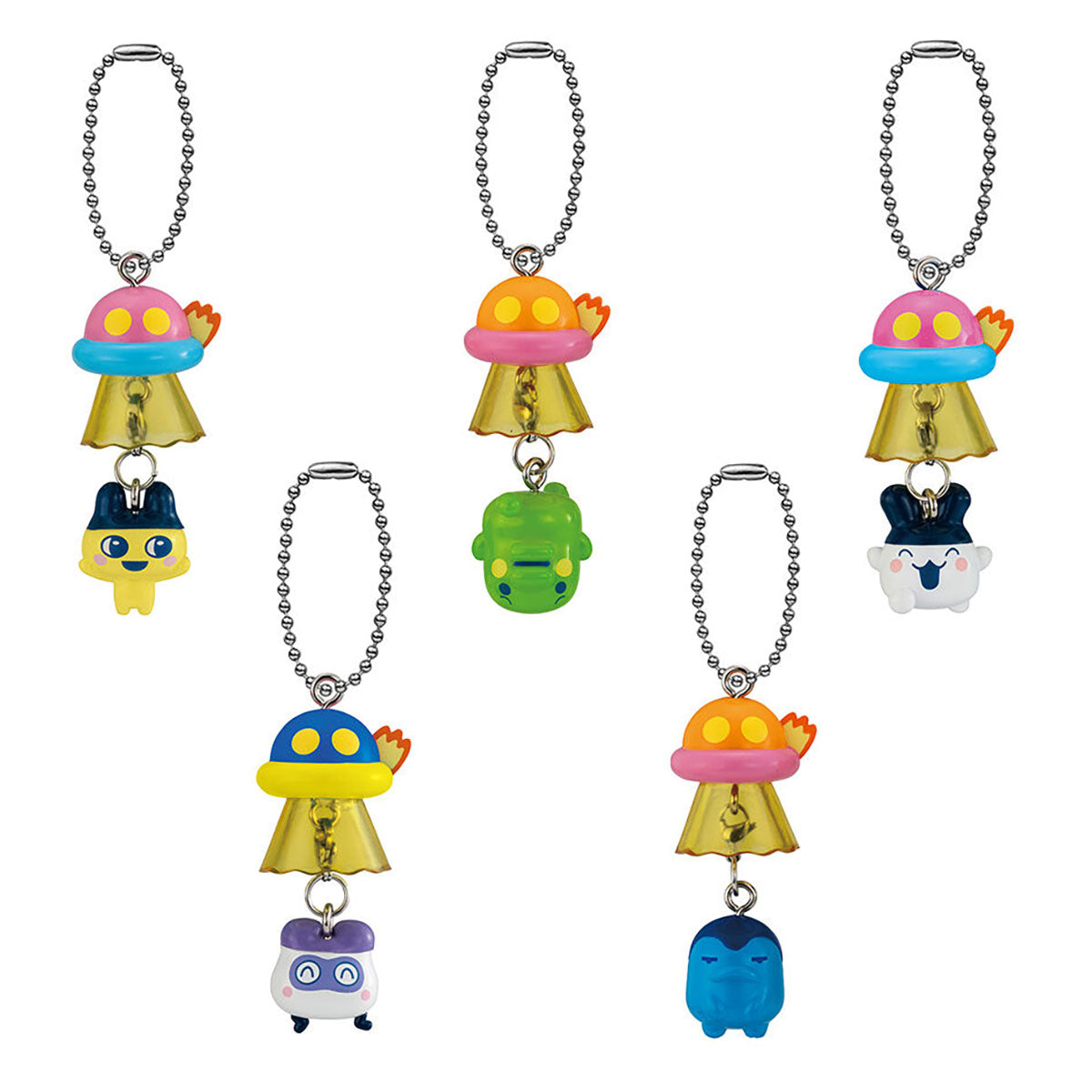 Tamagotchi UFO Swing Figure Bandai Gashapon Toys Mametchi Kuchipatchi Mimitchi Maskutchi Ginjirotchi