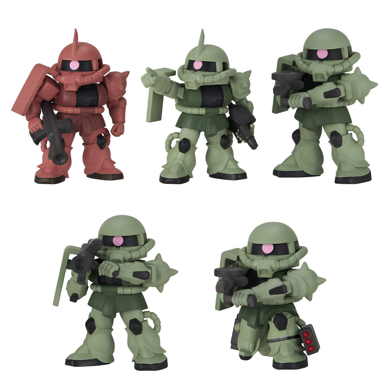 Mobile Suit Gundam Zaku Narabundesu Figure Bandai Gashapon Toys (set of 5)
