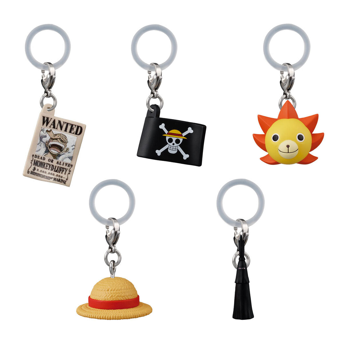 One Piece Mejirushi Accessory Vol 4 Bandai Gashapon Toys Wanted Poster (Luffy) Pirate Flag (Straw Hat Crew) Ship's Bow (Thousand Sunny) Straw Hat Imu-sama