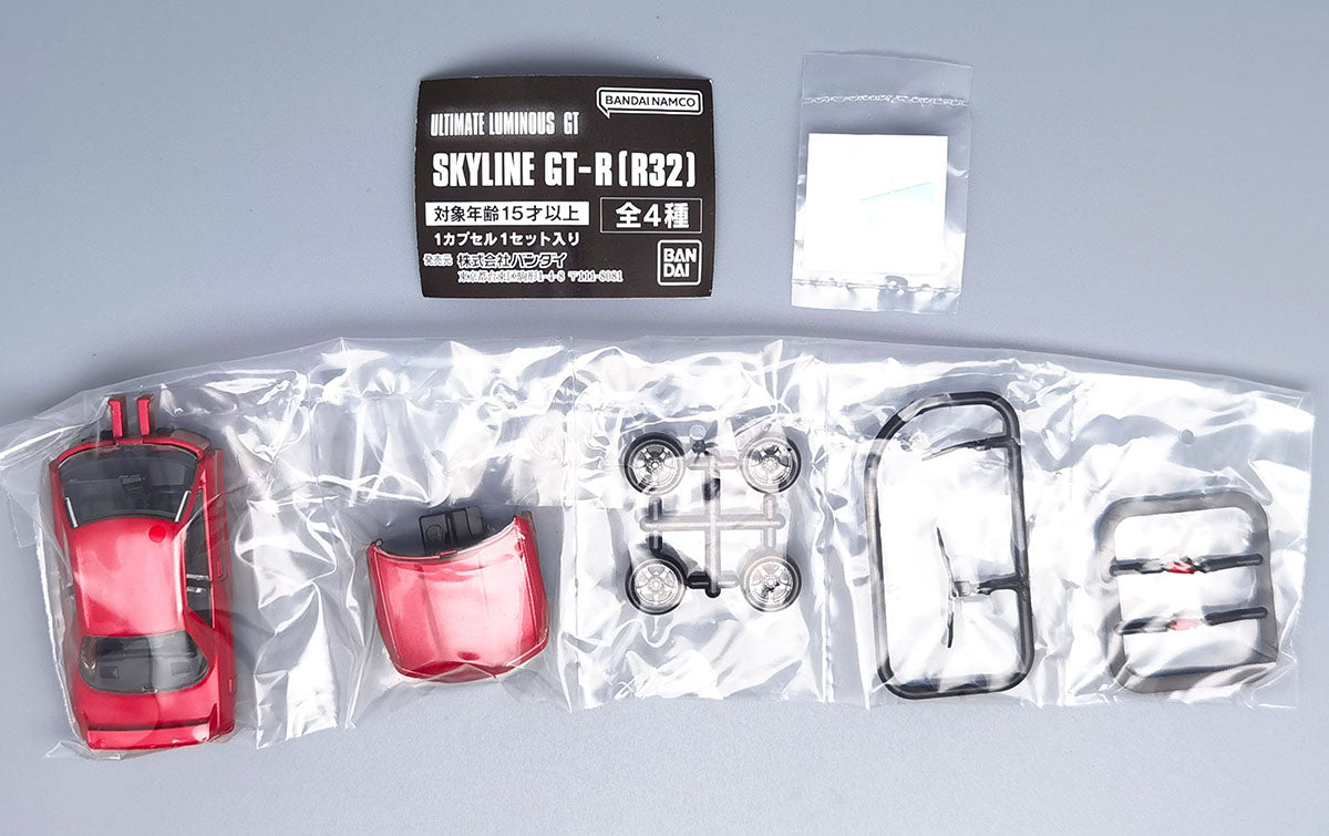 Nissan Skyline GT-R R32 Luminous LED Miniature Model Kit Bandai Gashapon Toys Red Pearl