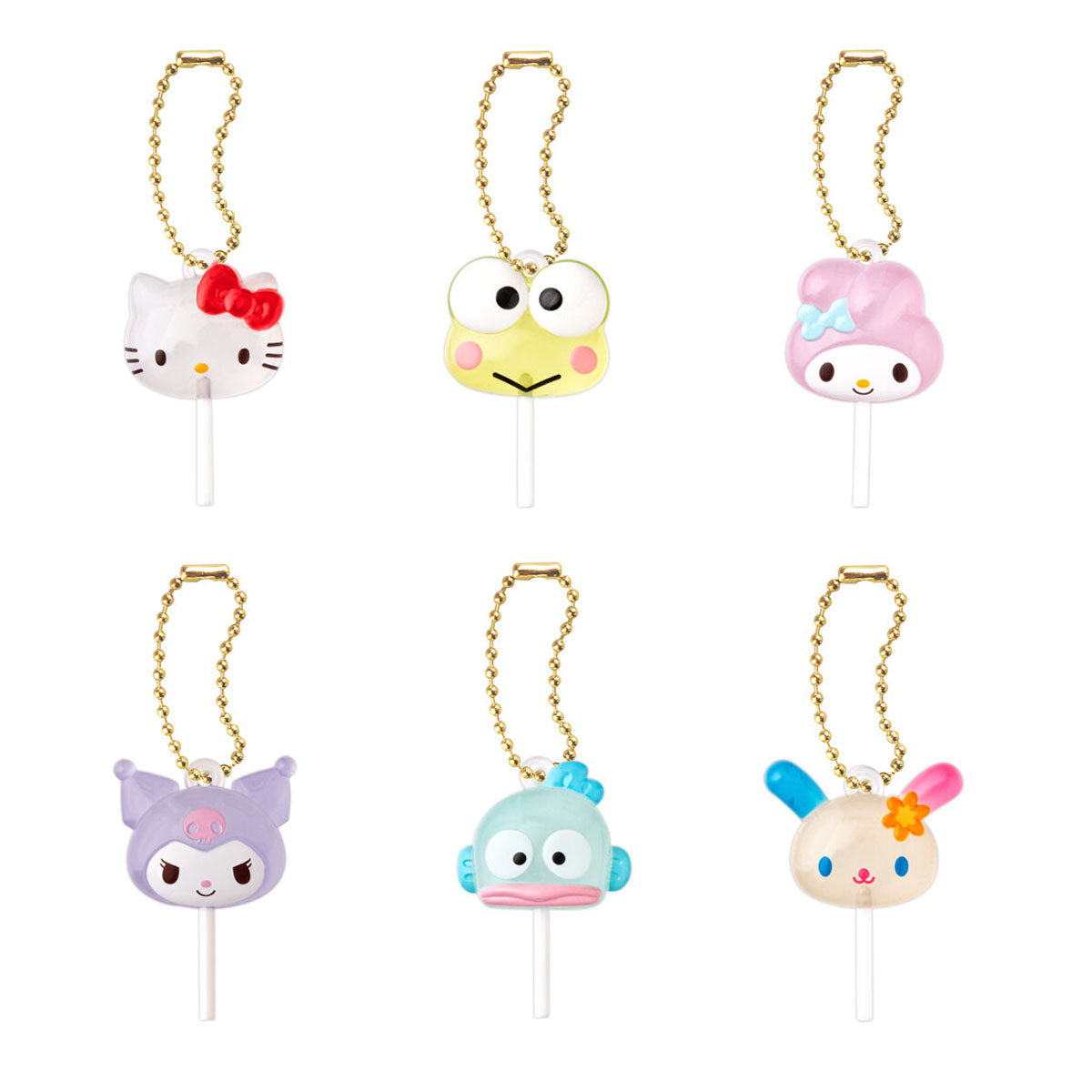 Sanrio Characters Colorful Lollipop Charms Bandai Gashapon Toys